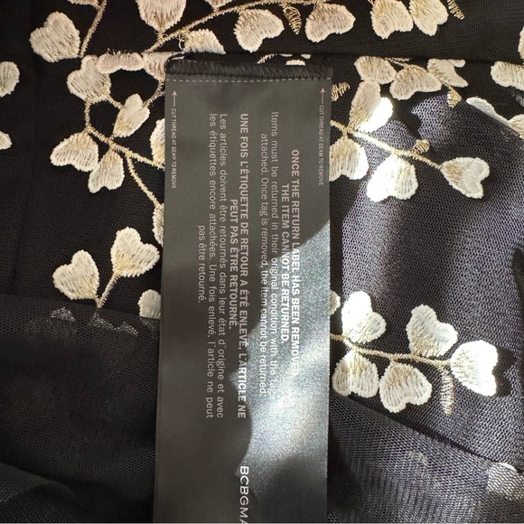 BCBGMAXAZRIA Black Embroidered Hearts Lace Feminine Asymmetrical Hem Dress 2 NWT - Picture 8 of 14